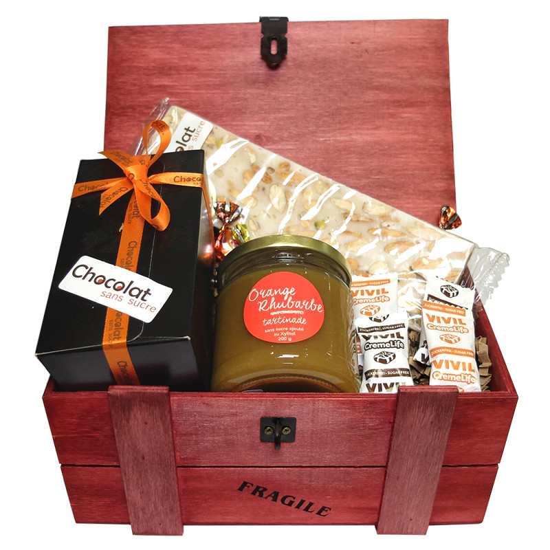 Coffret de croquants en chocolats pour diabetiques sans sucre 200 g B