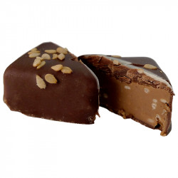 Chocolat Sésame praliné sans sucre ajouté noir - intérieur de la praline