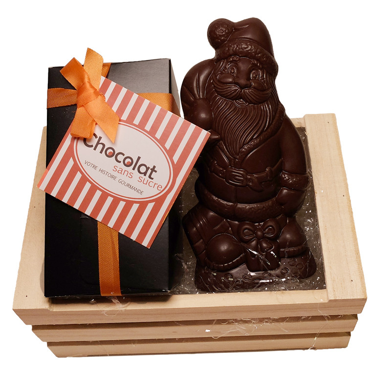 Coffret Joyeux Noël Père Noël et ballotin de chocolats sans sucre