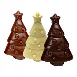 Trio de Sapins de Noël Chocolat au lait, blanc et noir sans sucre ajouté