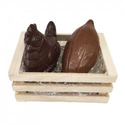 Coffret de Pâques : Poule et cabosse en chocolat sans sucre ajouté