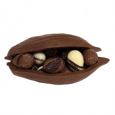 Cabosse et son ballotin d'œufs de Pâques au chocolat sans sucre ajouté