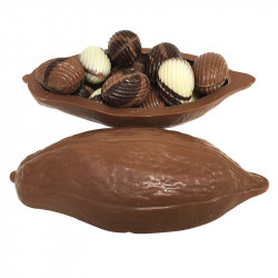 Cabosse et son ballotin d'œufs de Pâques au chocolat sans sucre ajouté