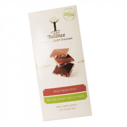 Tablette de chocolat pauvre en sucre - Chocolat au lait et noisette - 85g