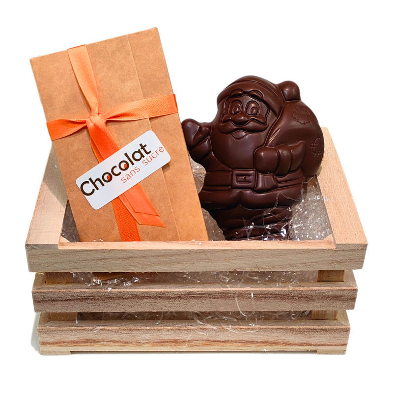 Coffret Joyeux Noël - Père Noël et ballotin de chocolats sans sucre