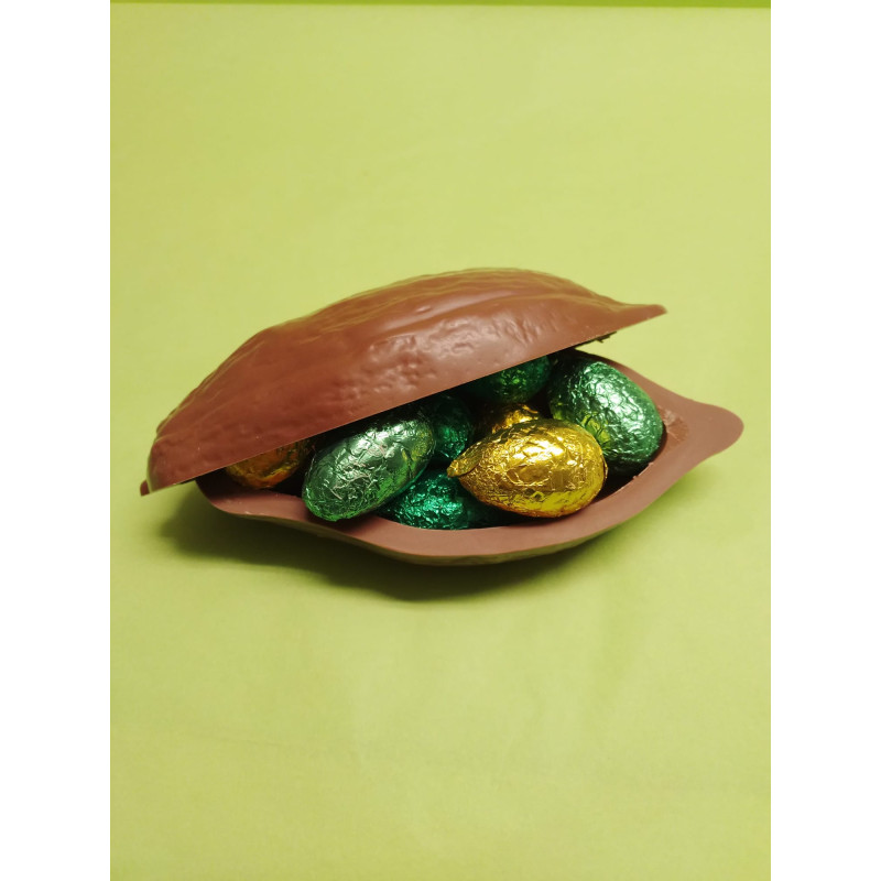 Cabosse et son ballotin d'œufs de Pâques au chocolat sans sucre ajouté