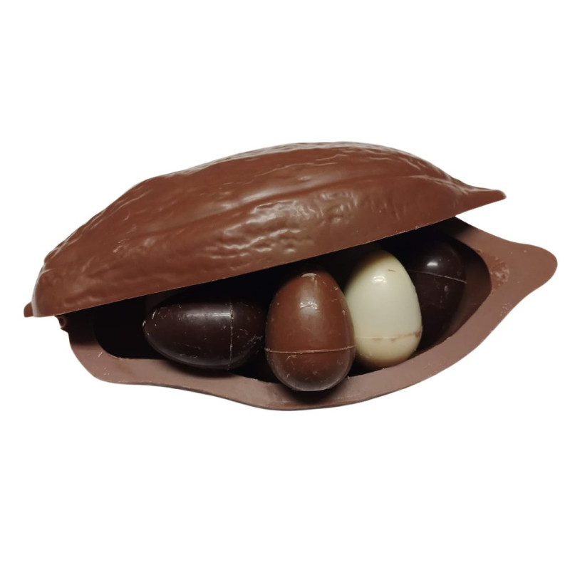 Cabosse chocolat au lait et son ballotin d'œufs de Pâques Valentino